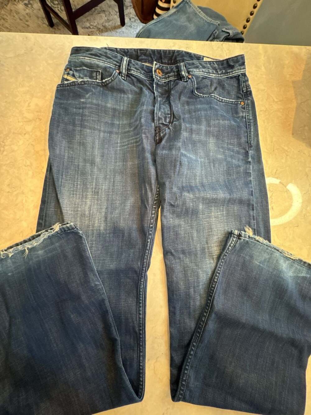 Diesel Zaghor Jeans Size W32 L32 Blue Distressed Straight Leg